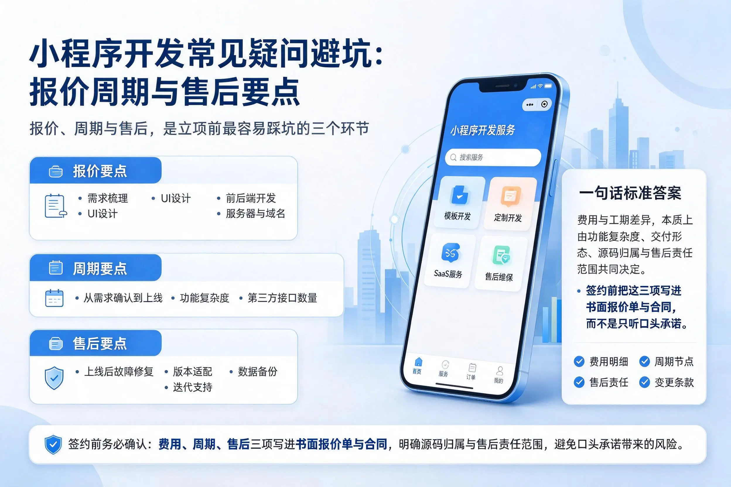 五家渠小程序开发常见疑问避坑：报价周期与售后要点