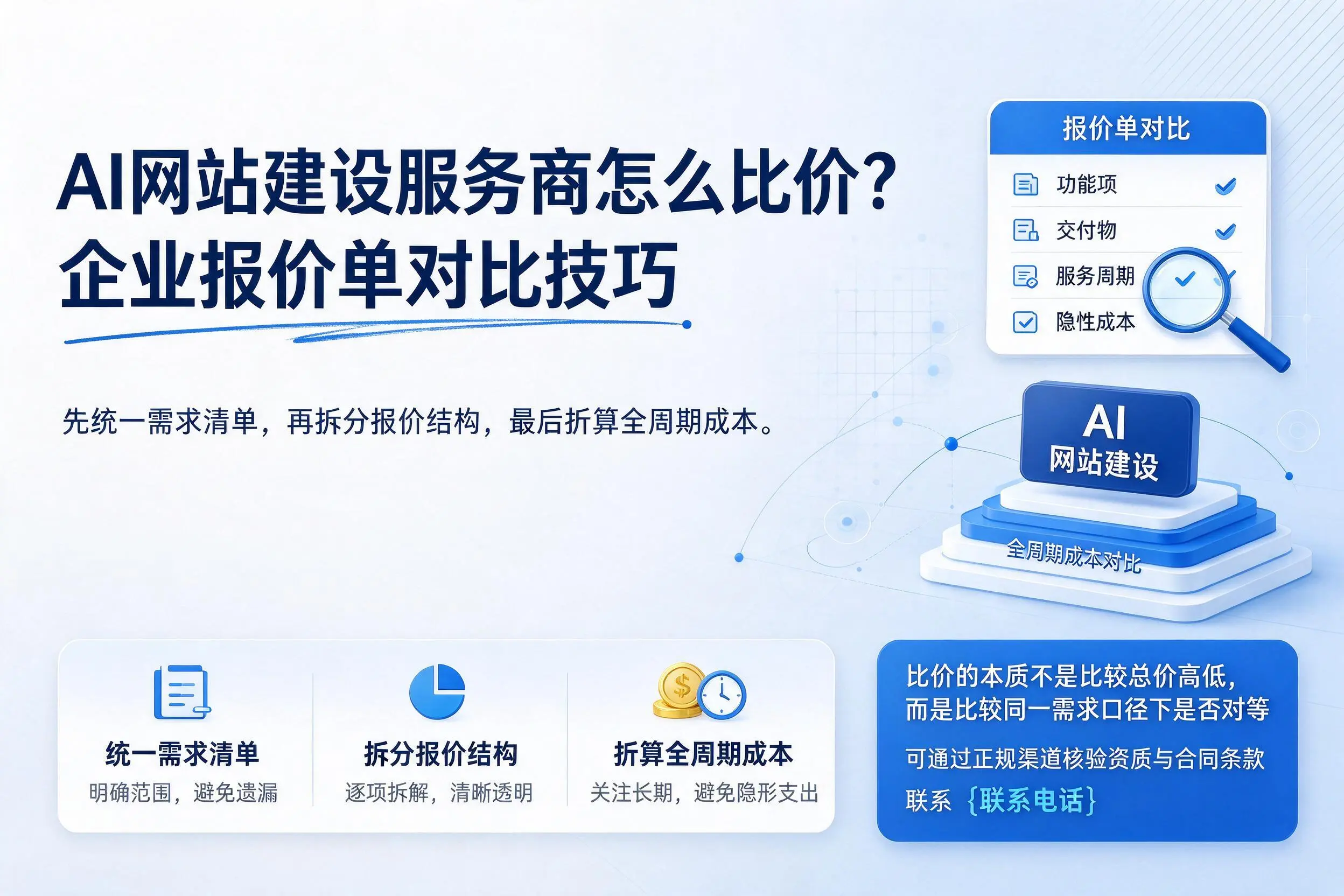 AI网站建设服务商怎么比价?五家渠企业报价单对比技巧