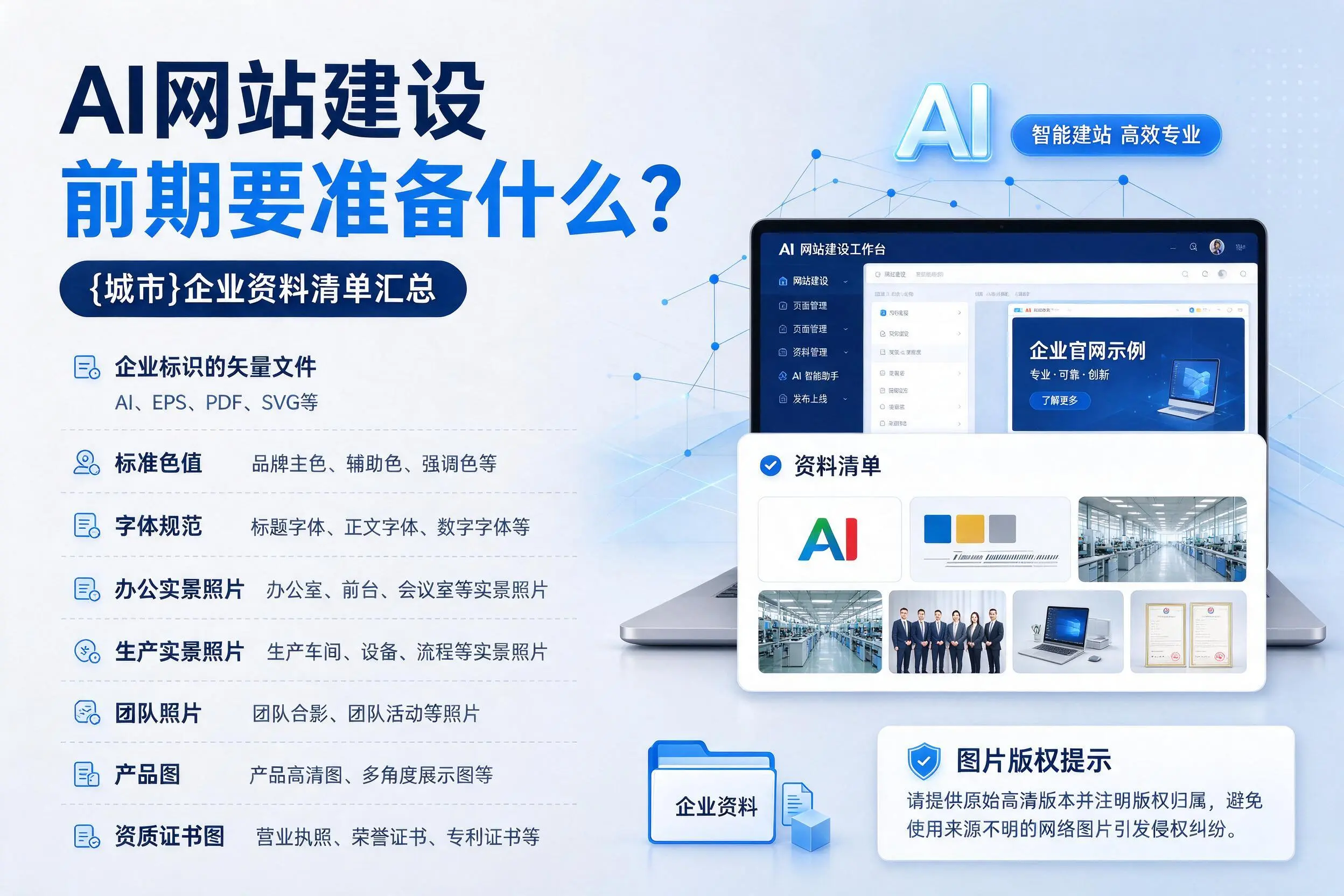 AI网站建设前期要准备什么?五家渠企业资料清单汇总